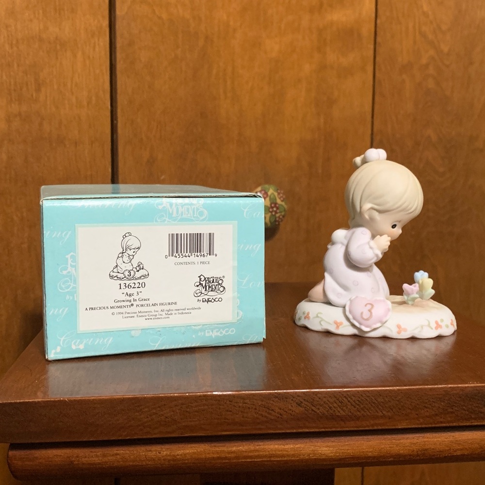 Precious Moments- 1994- Blonde Girl with Flowers Figurine; 3rd Birthday Edition